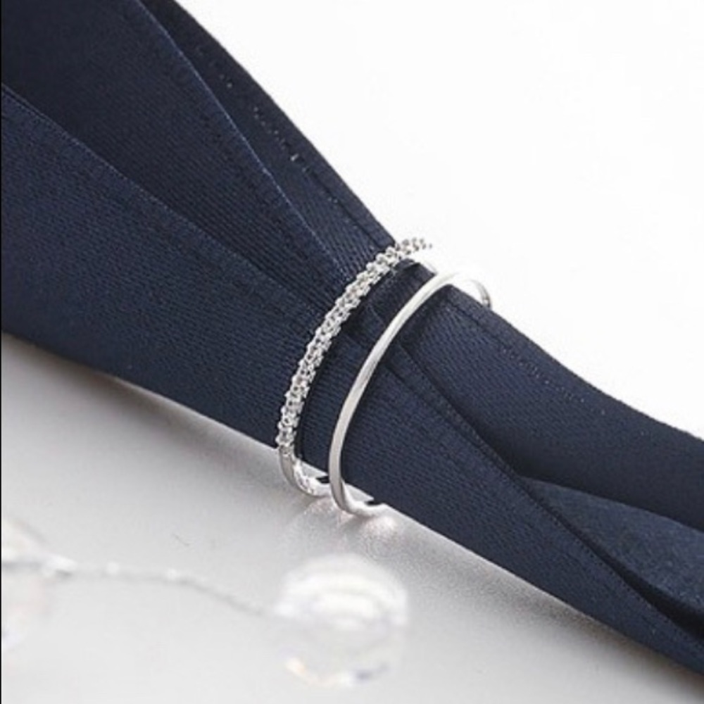 925 Sterling Silver CZ Double Layered Ring - Picture 3 of 5